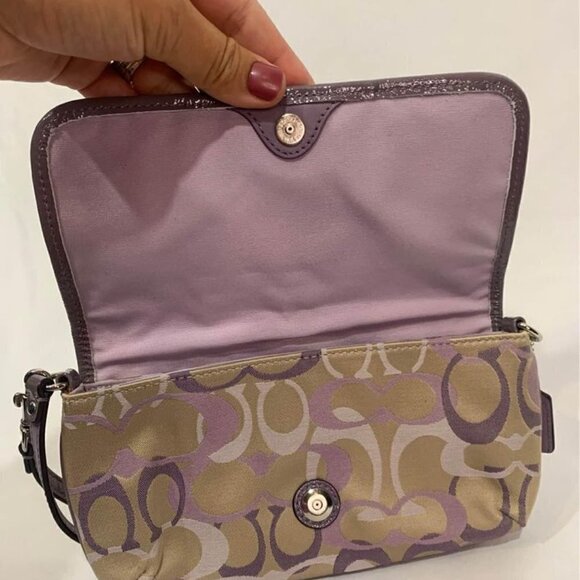 coach wristlet. Brand new! Tan/purple. Card organizer built in. - Picture 5 of 10